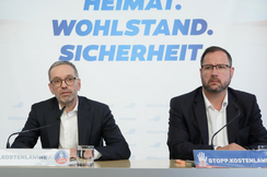 FPÖ-Bundesparteiobmann Herbert Kickl und -Mediensprecher Christian Hafenecker. 